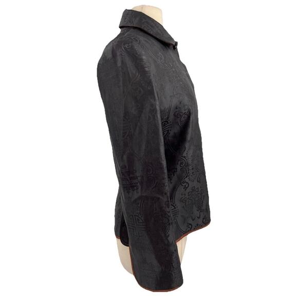 Sophie Hong Hand Dyed Silk Tailored Jacket Top Black Brown Size Medium - Picture 6 of 16